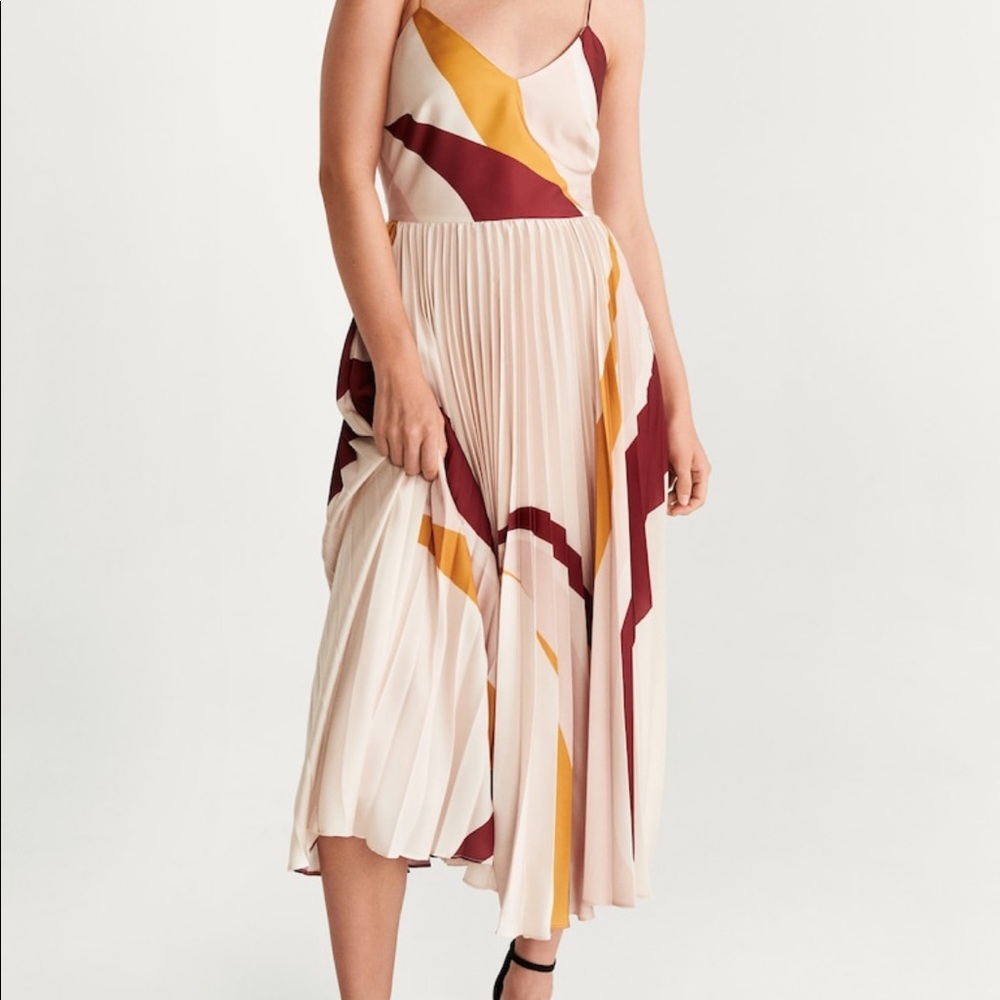 ISO bicolor mango pleated midi dress size medium
